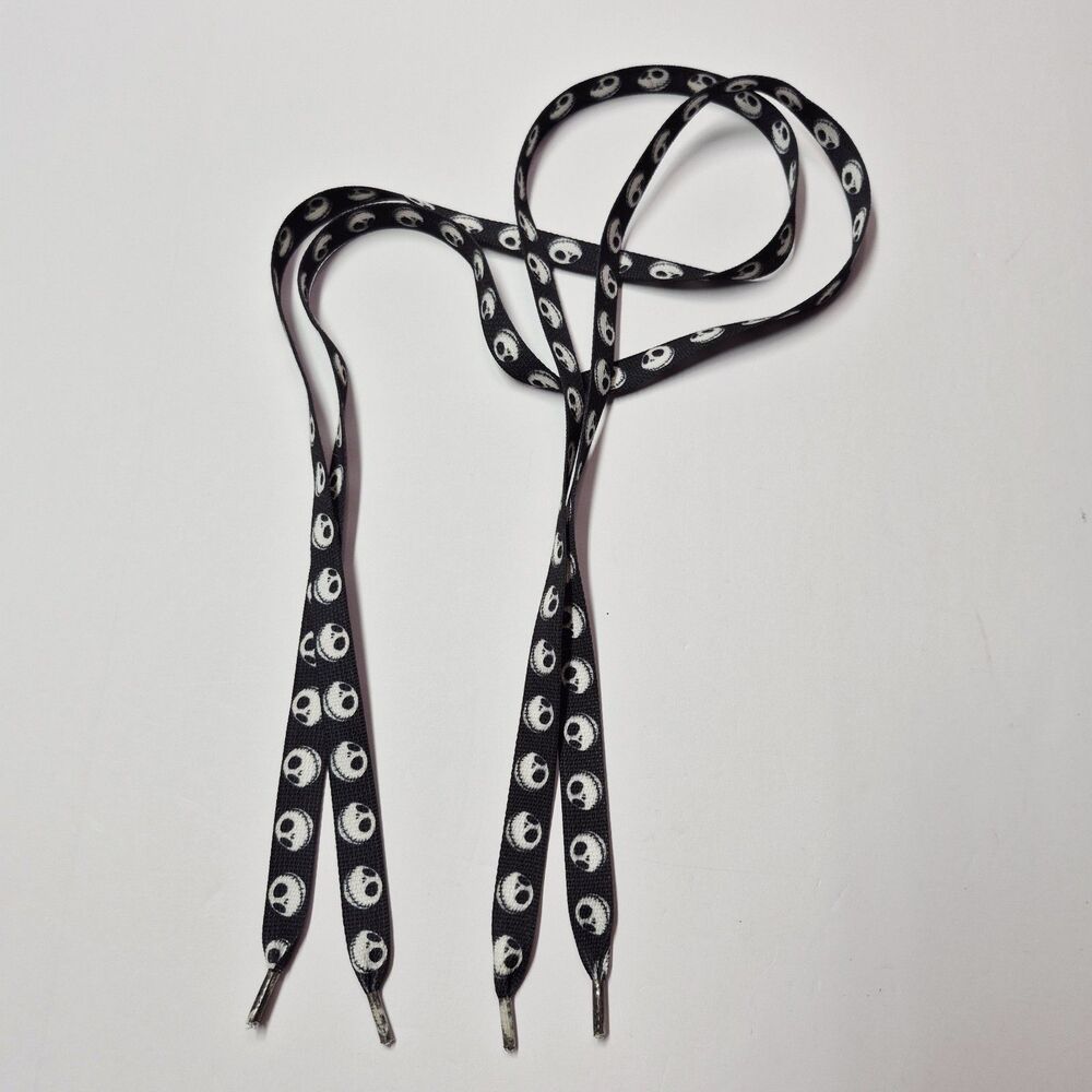 Nightmare Before Christmas Jack Skellington Shoelaces 48" Black Goth Laces NWOT